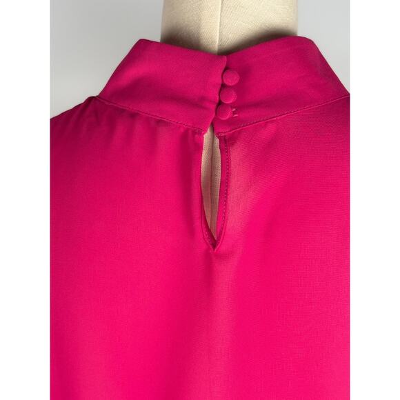 90s Frilly Ruffle Blouse Fuchsia Pink Top SIZE 16 Crepe Whimsicore Flowy Fairy - Picture 5 of 10